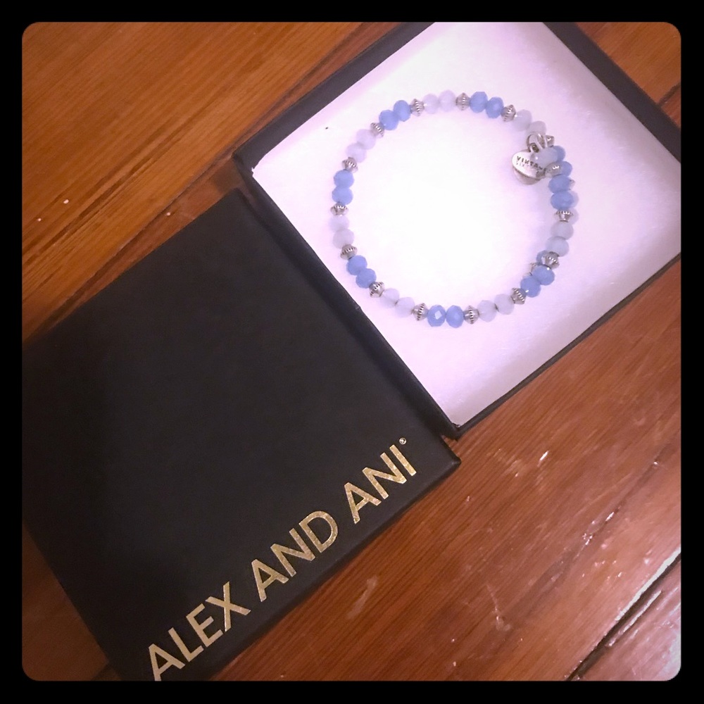 Alex and Ani wrap blue and silver bracelet